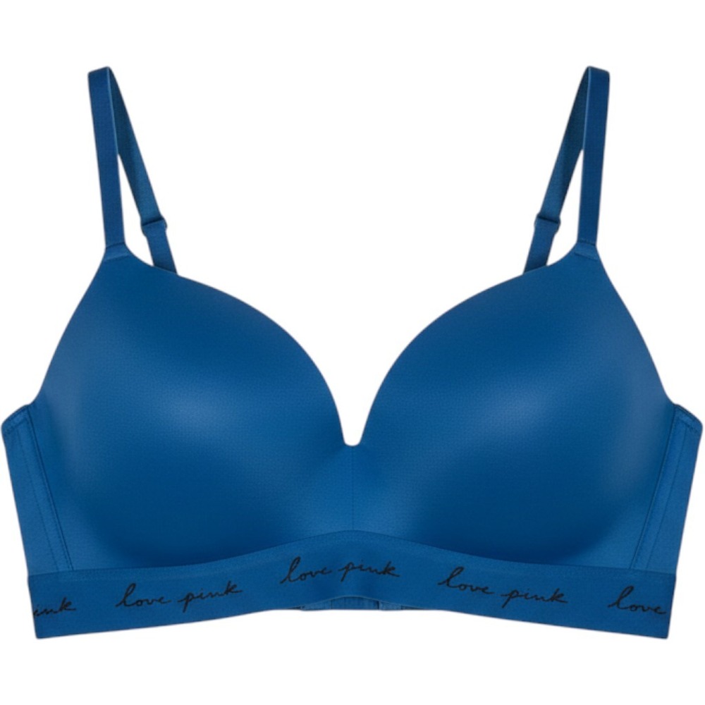 Pink Victoria's Secret T-Shirt Bra Blue Opaque Casual Wireless 32DDD‎